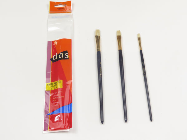 Das Art Brush Set White Bristle Flat Sizes 1;3;5