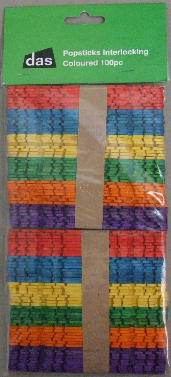 Das Popsticks Interlocking Coloured Pack Of 100