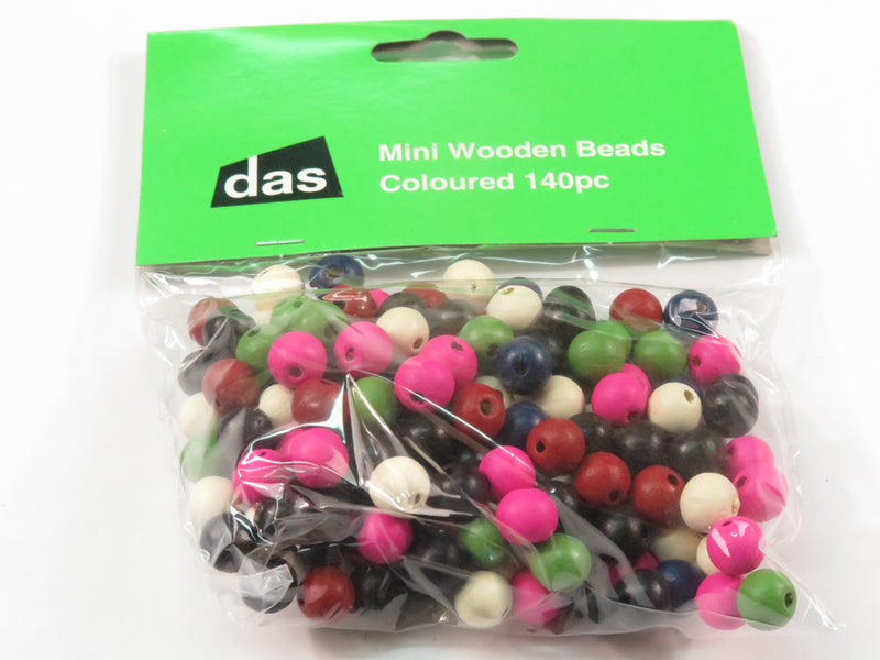 das mini wooden beads assorted colours pack of 140