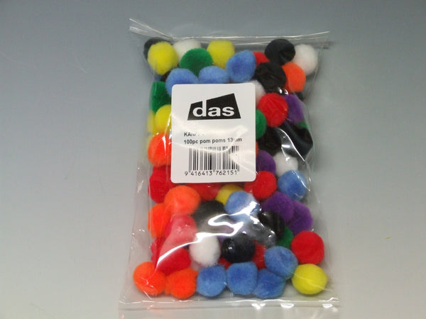 Das Pom Poms Assorted Colours Pack Of 100#size_13MM