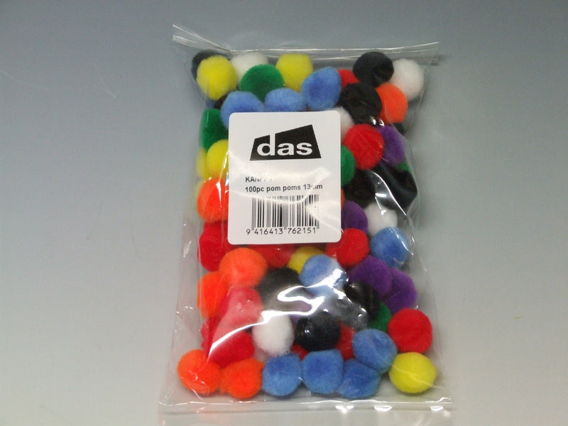 Das Pom Poms Assorted Colours Pack Of 100