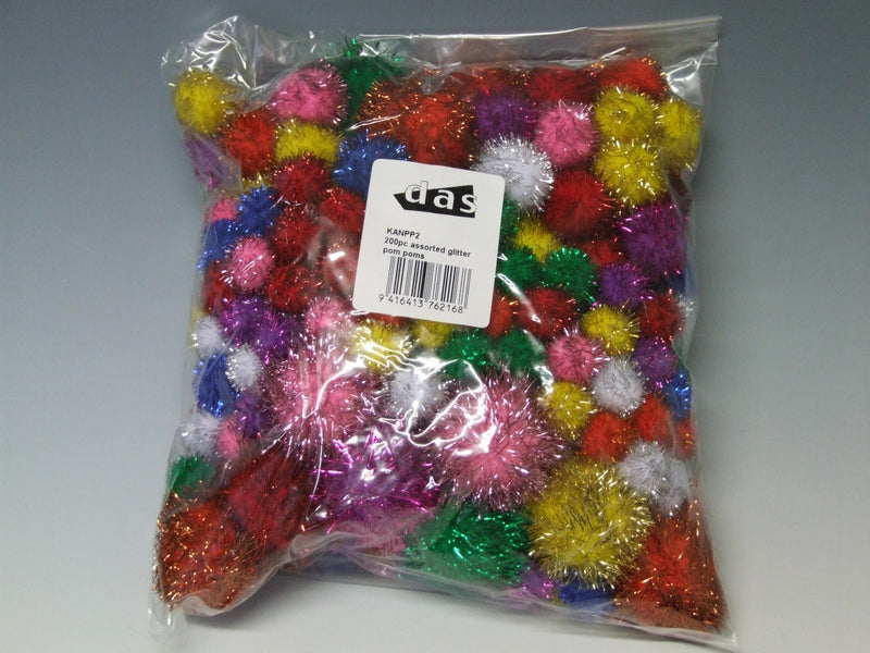Das Pom Poms Glitter Assorted Size Pack Of 200