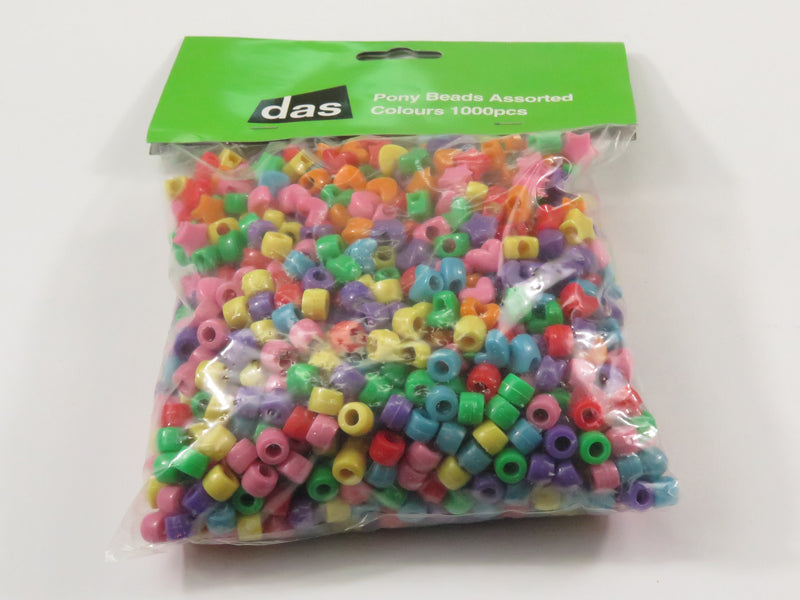Das Pony Beads Assorted Colours Pack Of 1000