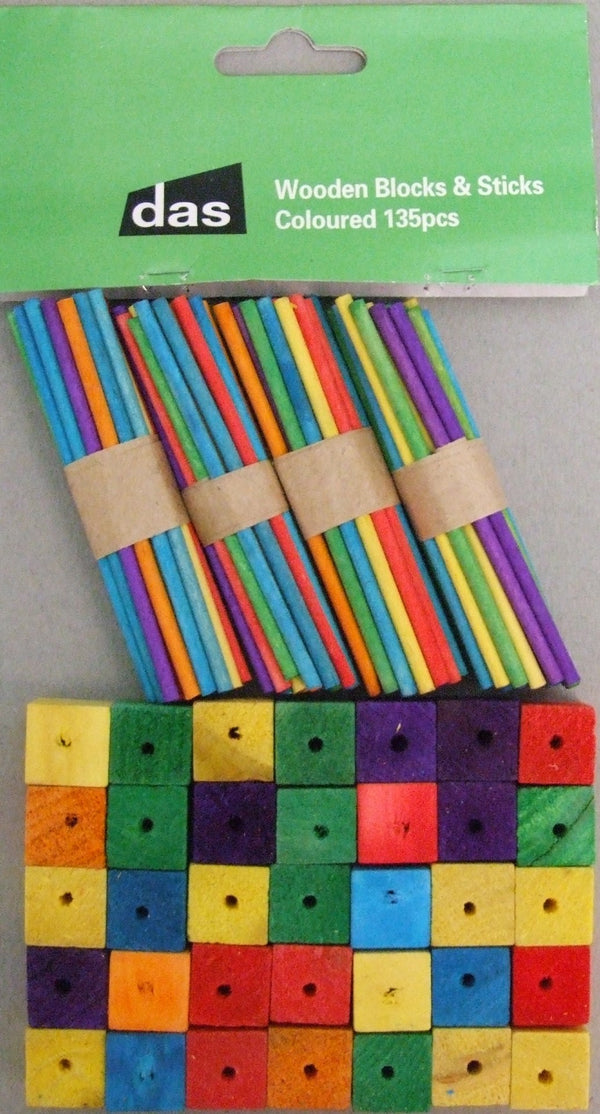 das wooden blocks & sticks coloured pack of 135