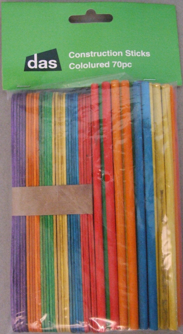 das construction sticks coloured pack of 70