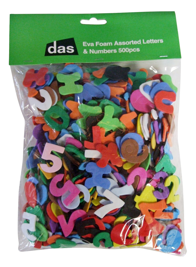 Das Eva Foam Assorted Letters & Numbers Pack Of 500