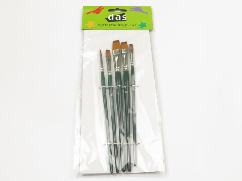 das 8302 flat synthetic paint brush set of 5 assorted sizes