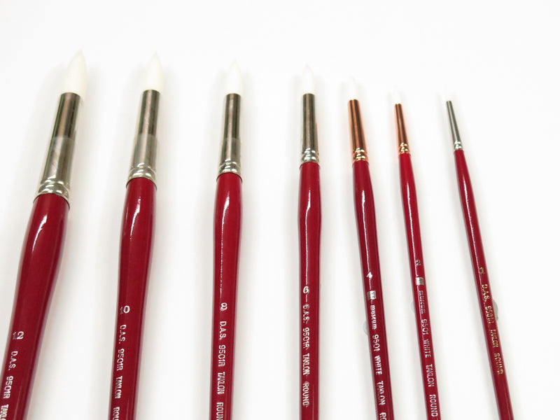 Das S9501 White Taklon Round Long Handle Brushes