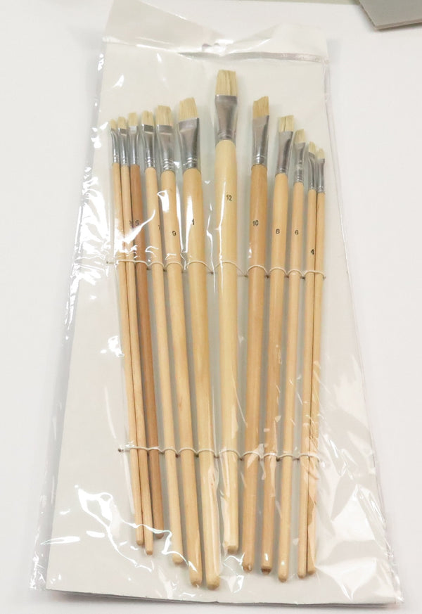 Das 579 Hog Bristle Flat Paint Brush Set Of 12 Assorted Sizes