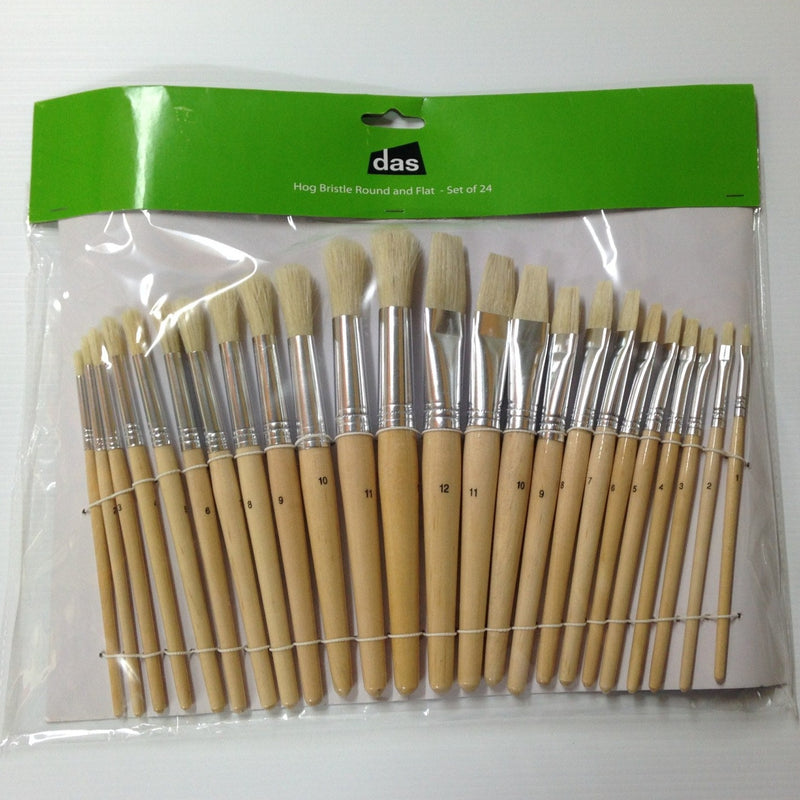 Das Flat And Round Stubby Paint Brush Set Of 24 Assorted Sizes