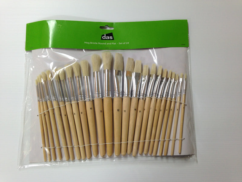 Das Flat And Round Stubby Paint Brush Set Of 24 Assorted Sizes