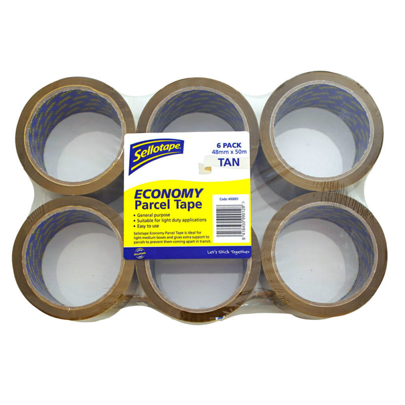 Sellotape Economy Parcel Tape Tan 6 Pack