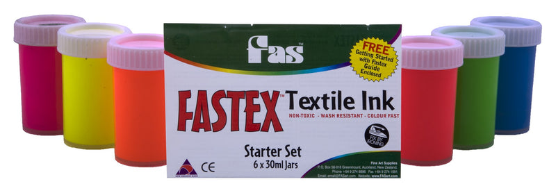 Fas Fastex Non-Toxic Textile Ink Fluo Starter Set - 6 X 30ml