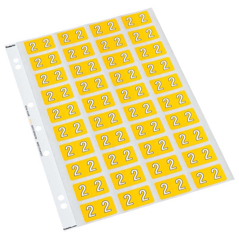 codafile label numeric 25MM PACK OF 5 sheets