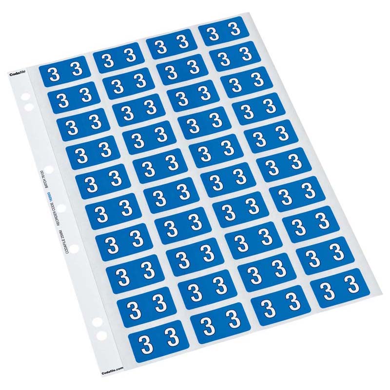 codafile label numeric 25MM PACK OF 5 sheets
