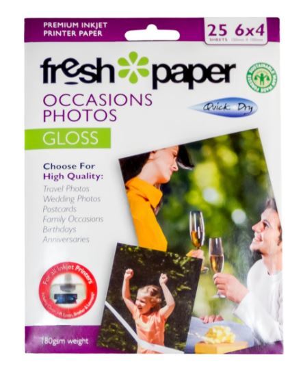 fresh photo paper 180gsm gloss 6x4 PACK OF  25