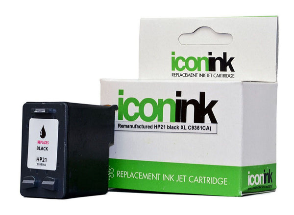 icon remanufactured hp 21 black xl ink cartridge (c9351ca)