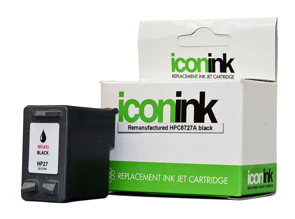 icon remanufactured hp 27 black ink cartridge (c8727aa)