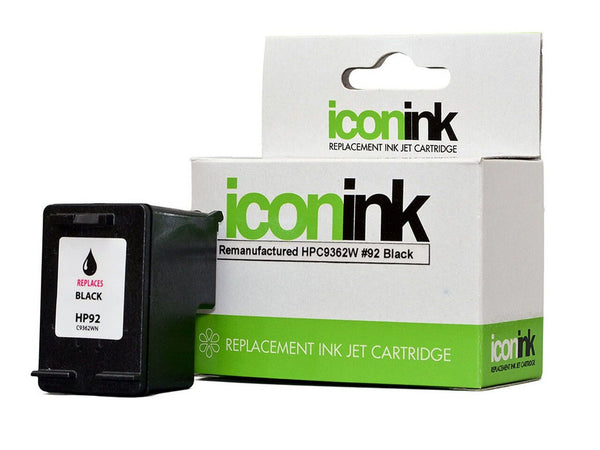 icon remanufactured hp 92 black ink cartridge (c9362wa)