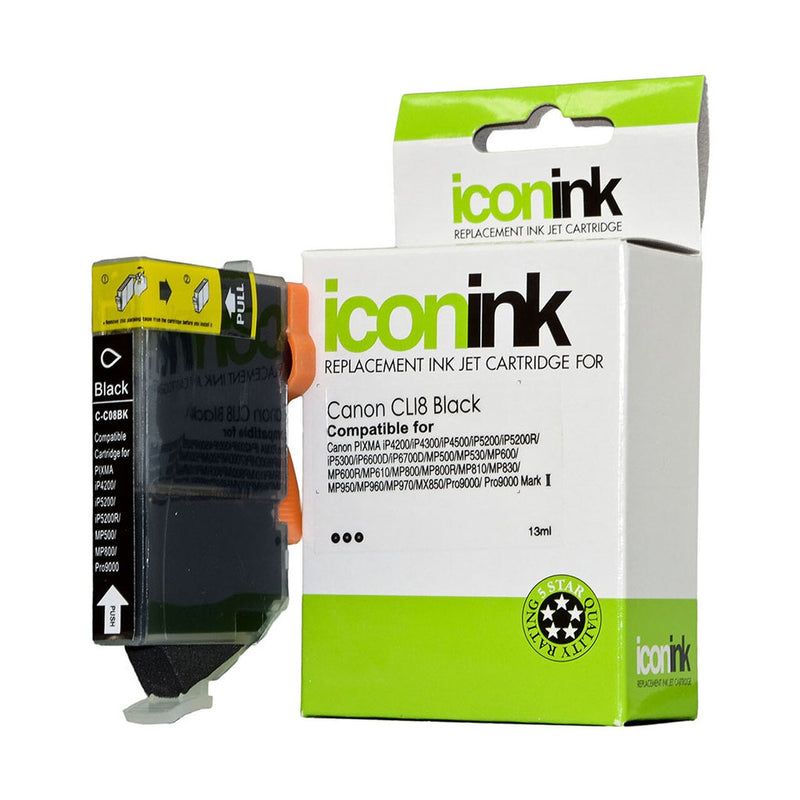 icon compatible canon cli-8bk ink cartridge