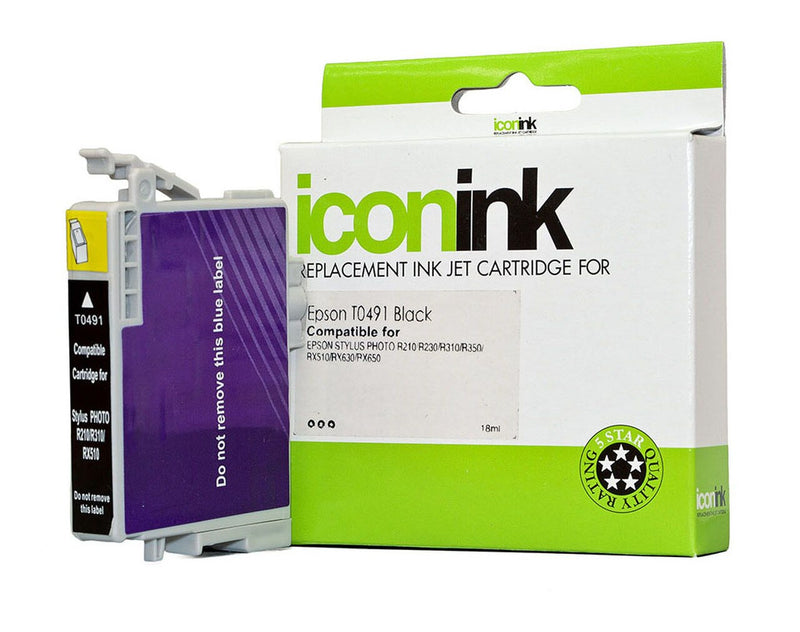 icon compatible epson t0491 black ink cartridge