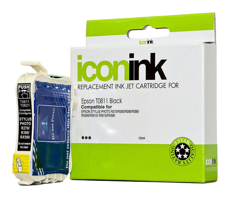 icon compatible epson t0811 black 81n ink cartridge