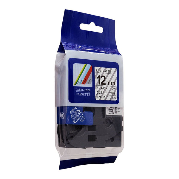 Icon compatible brother tz tape 12mm BLACK#colour_BLACK ON CLEAR