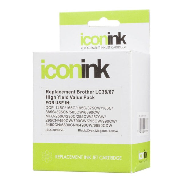 icon compatible brother lc38/67 b/c/m/y value pack