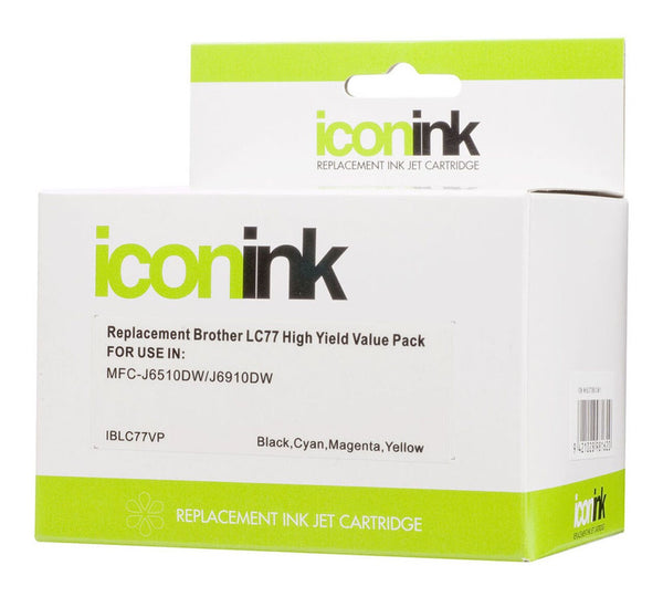 icon compatible brother lc77 xl b/c/m/y value pack