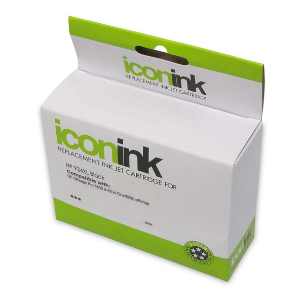 icon compatible hp 934xl black ink cartridge (c2p23aa)