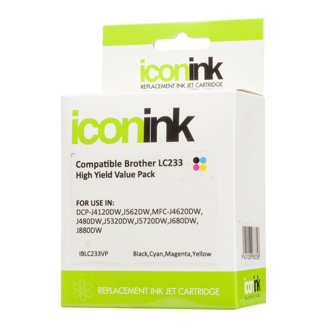 icon compatible brother lc233 b/c/m/y value pack