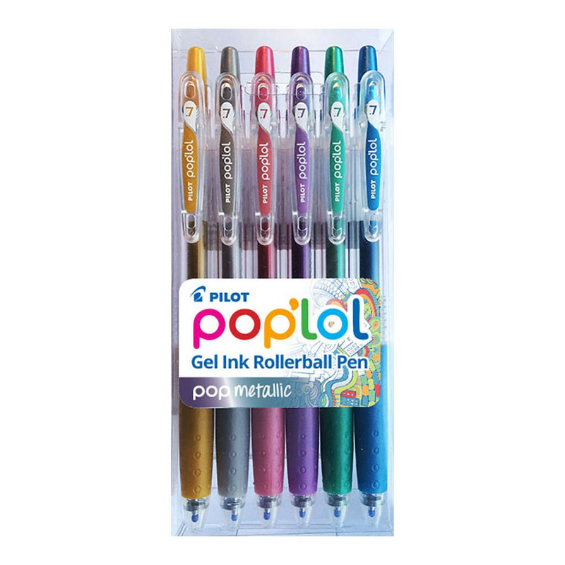 pilot pop'lol gel FINE pens assorted METALLIC PACK OF  6