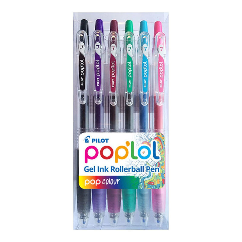 pilot pop'lol gel FINE pens assorted colours PACK OF  6