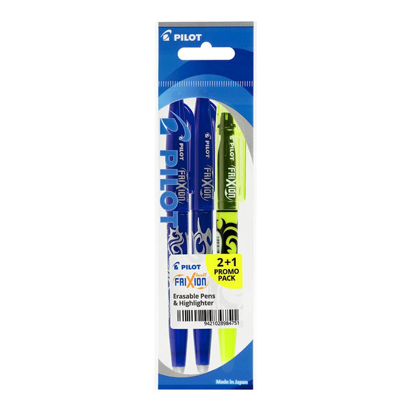 pilot frixion ball erasable FINE BLUE PACK OF  2 + frixion LIGHT