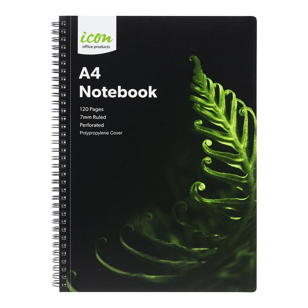 icon spiral notebook a4 pp cover BLACK 120 pg