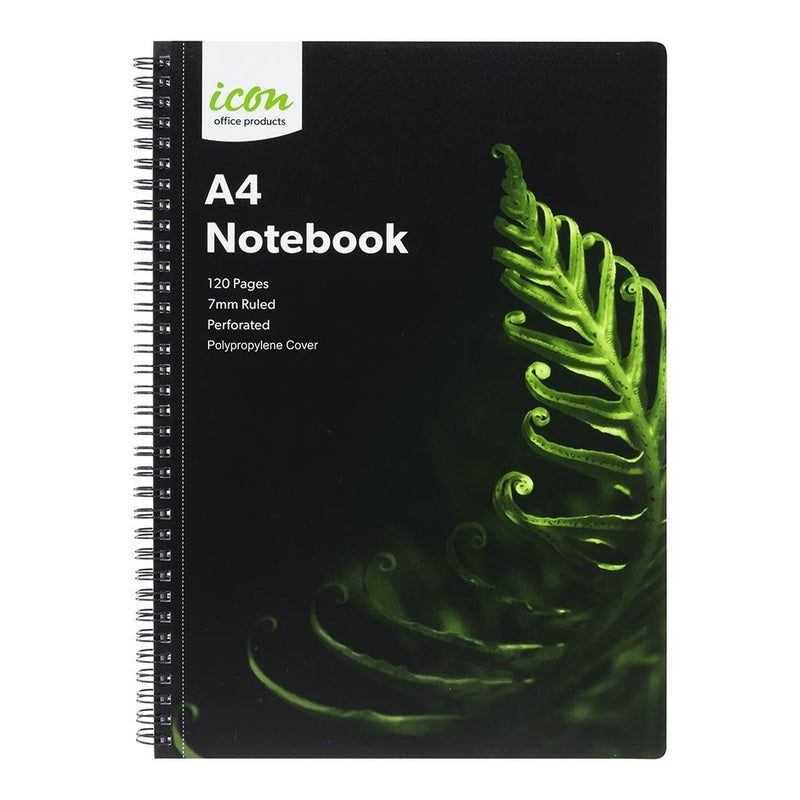 icon spiral notebook a4 pp cover BLACK 120 pg