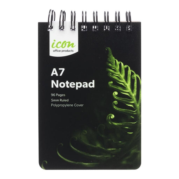 icon spiral notepad a7 pp cover BLACK 96 pg