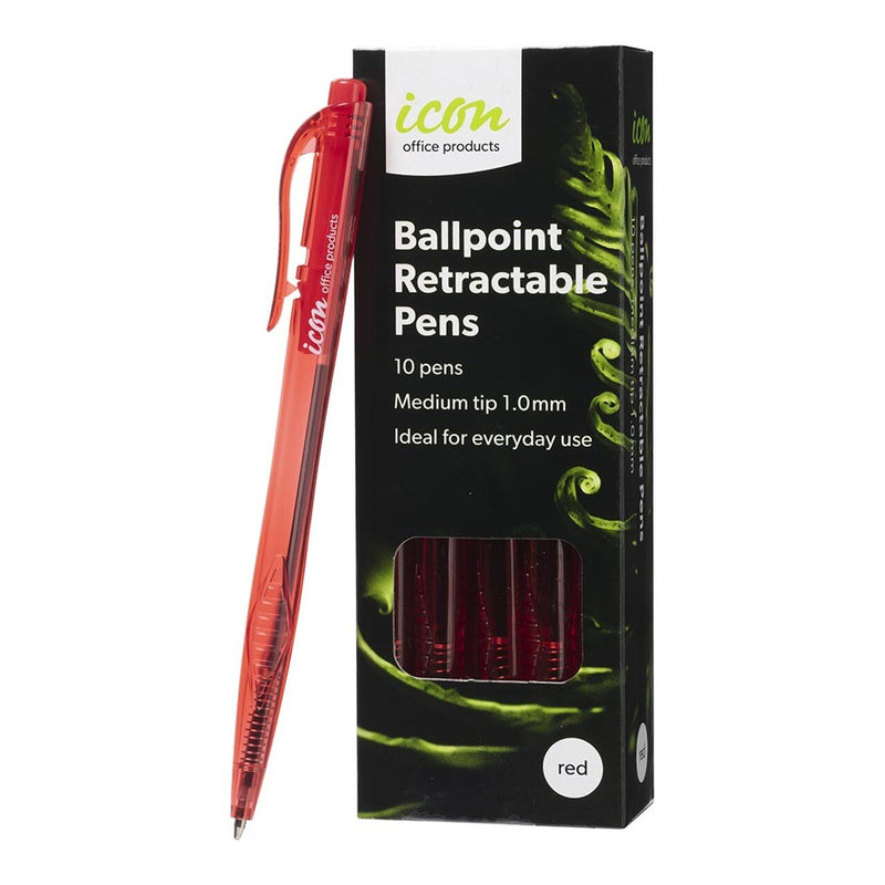 icon ballpoint retractable pens medium pack of 10