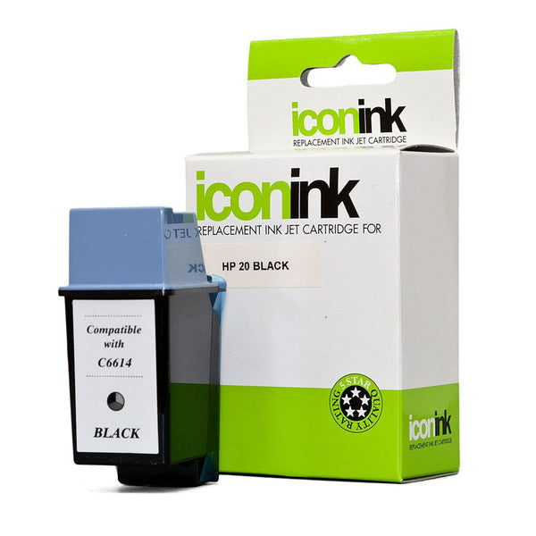 icon compatible hp 20 c6614a black ink cartridge (c6614da)