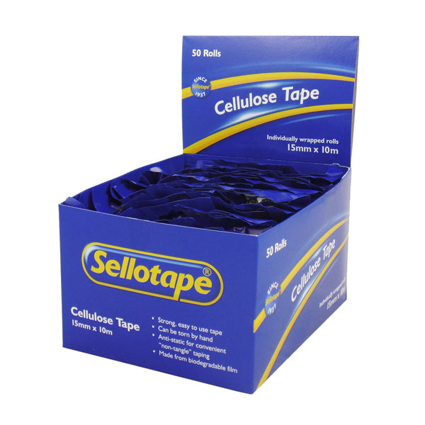 sellotape 3250 cellulose size 15MM x 10m CLEAR tape easy tear TANgle free