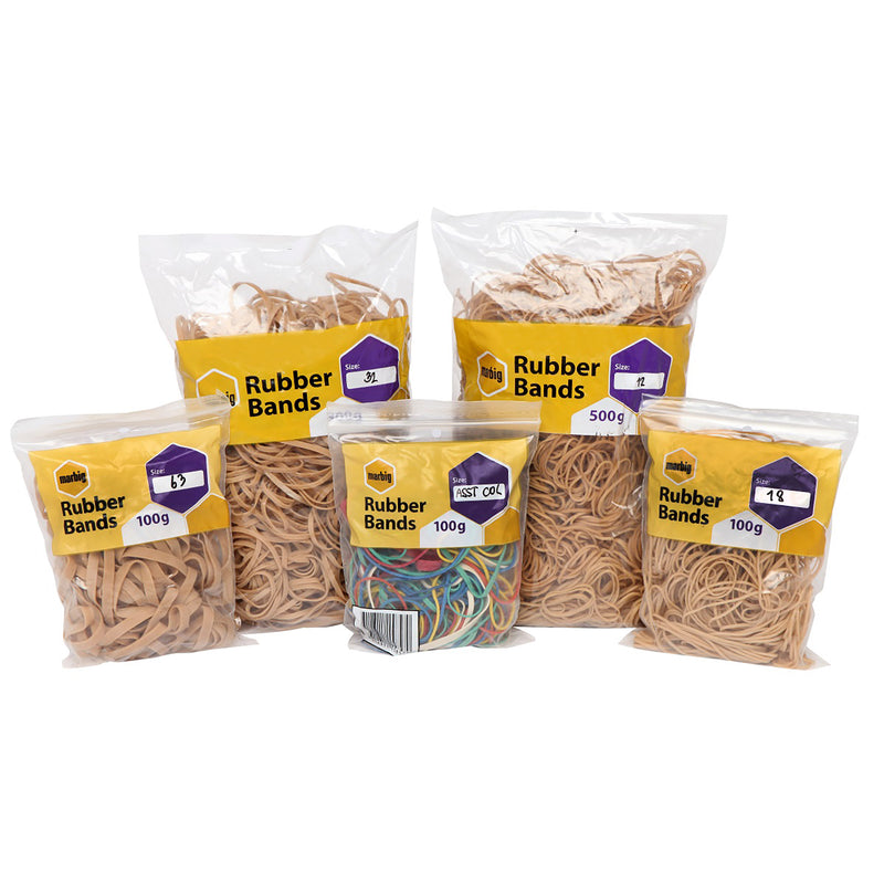 marbig rubber bands 500gm bags