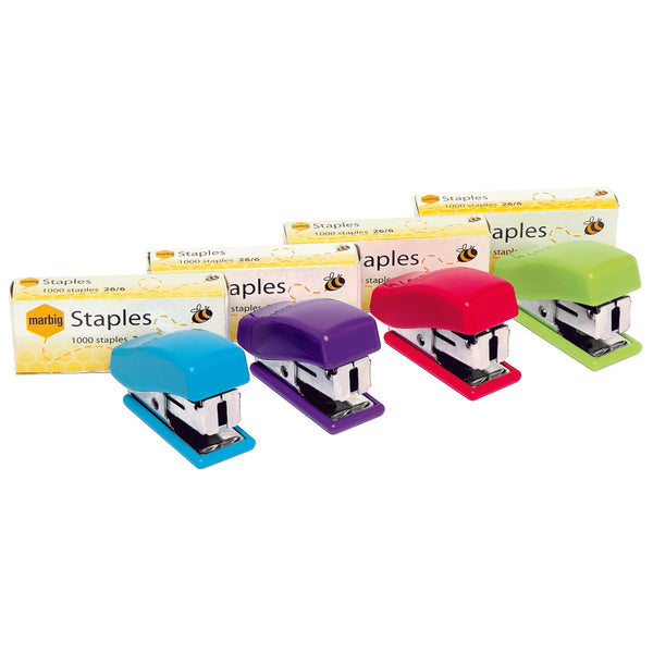 marbig® stapler mini assorted 26 with staples