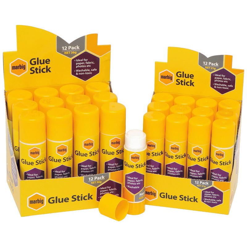 marbig glue stick large (35gm) pack of 12