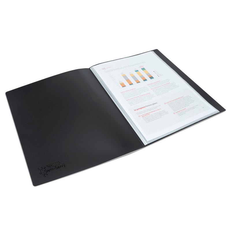 Rapesco Germ-Savvy Antibacterial A4 Display Book Black