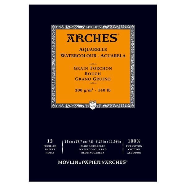 Arches Watercolour Natural White Pad 300gsm Rough 12 Sheet