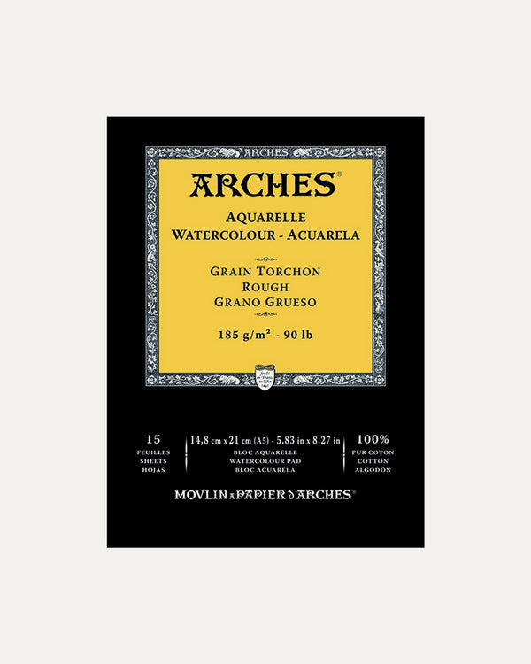 Arches Watercolour Natural White Pad 185gsm Rough 15 Sheet#Size_14.8X21CM