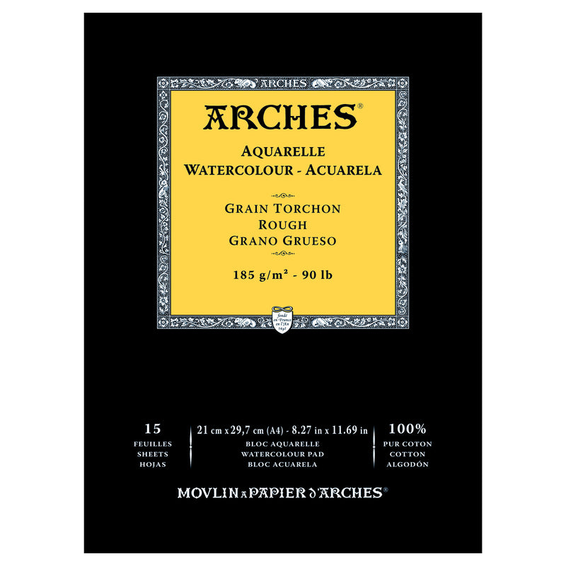 Arches Watercolour Natural White Pad 185gsm Rough 15 Sheet