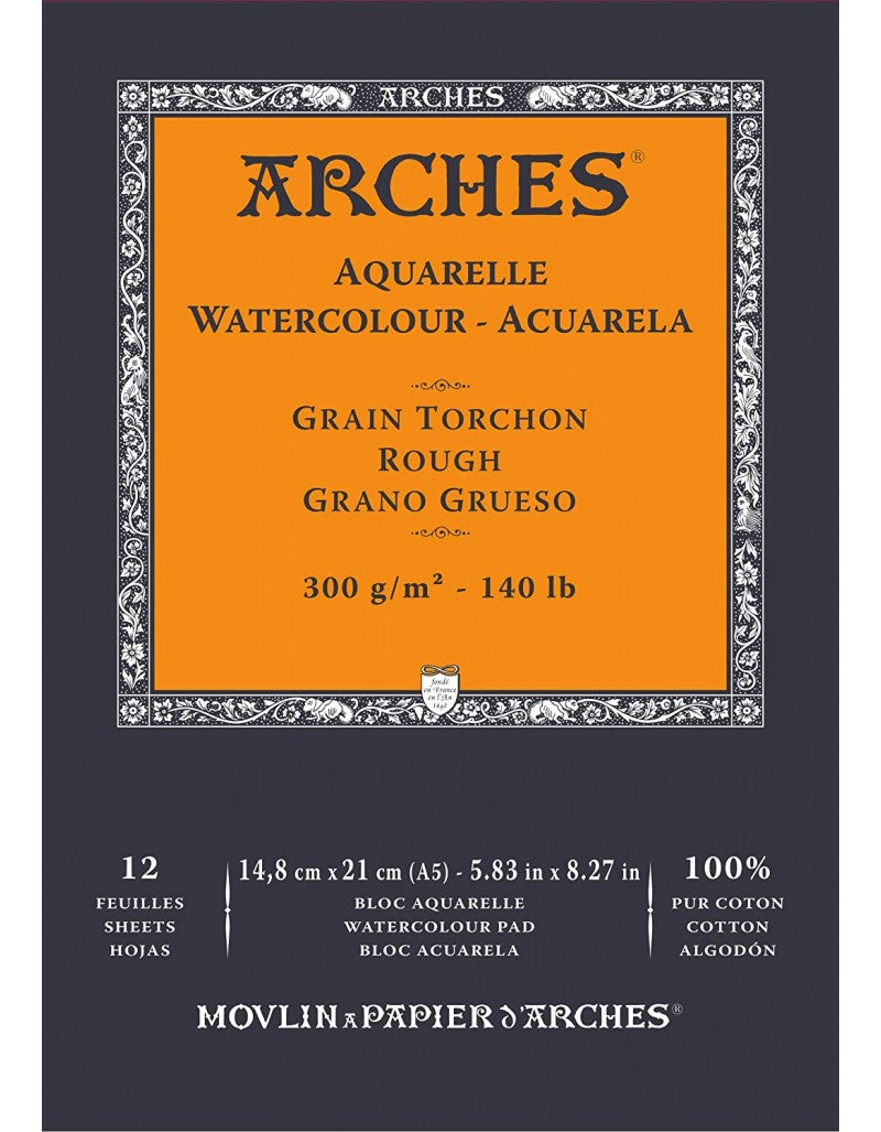 Arches Watercolour Natural White Pad 300gsm Rough 12 Sheet