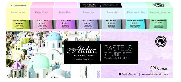 Atelier Interactive Acrylic Paint 7 X 80ml Pastel Tube Set