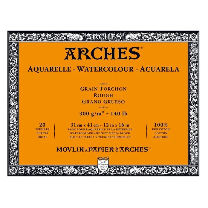 Arches Watercolour Natural White Block 300gsm Rough 20 Sheet